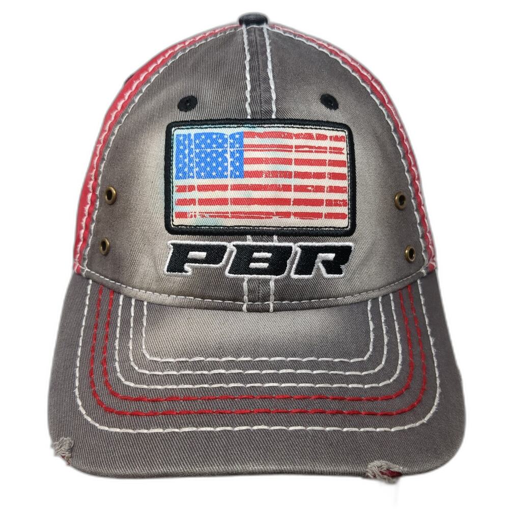 PBR USA Flag Strapback Hat Multicolor One Size Adjustable Vent Holes